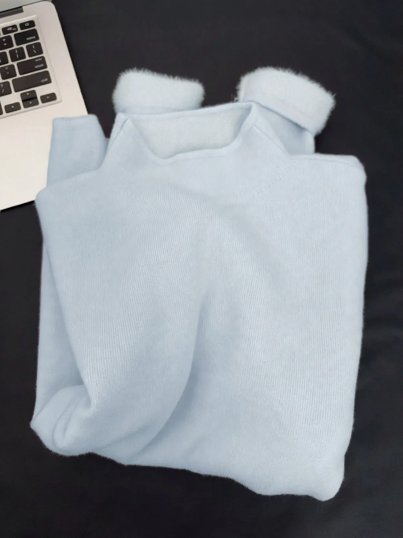Schlichter Damen-Pullover mit Stehkragen, gefüttert