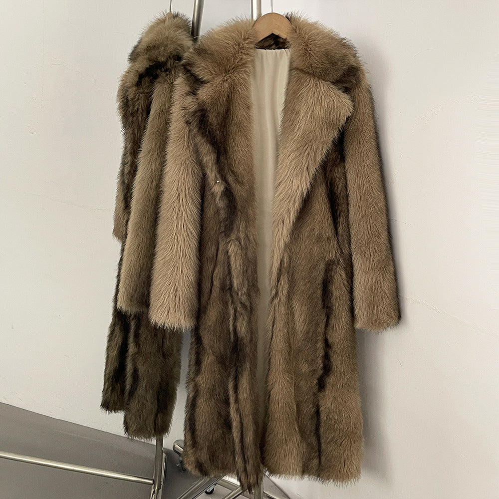Eleganter Kunstfellmantel mit Reverskragen