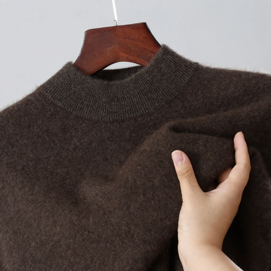 Herren-Wollpullover, Stehkragen, locker geschnitten