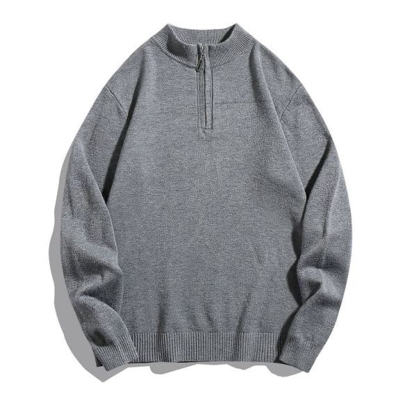Herren-Strickpullover mit halbem Reißverschluss