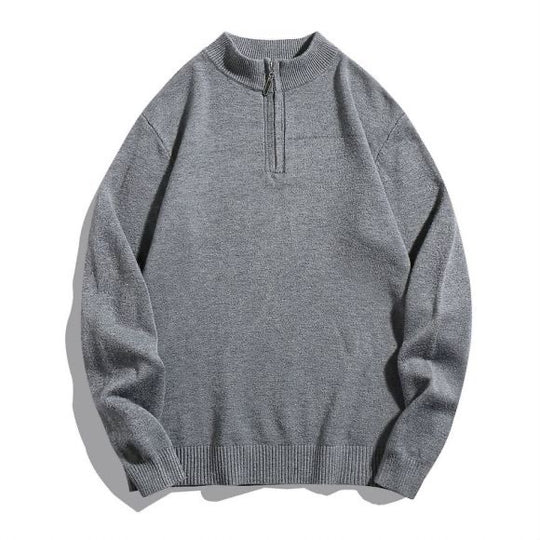 Herren-Strickpullover mit halbem Reißverschluss