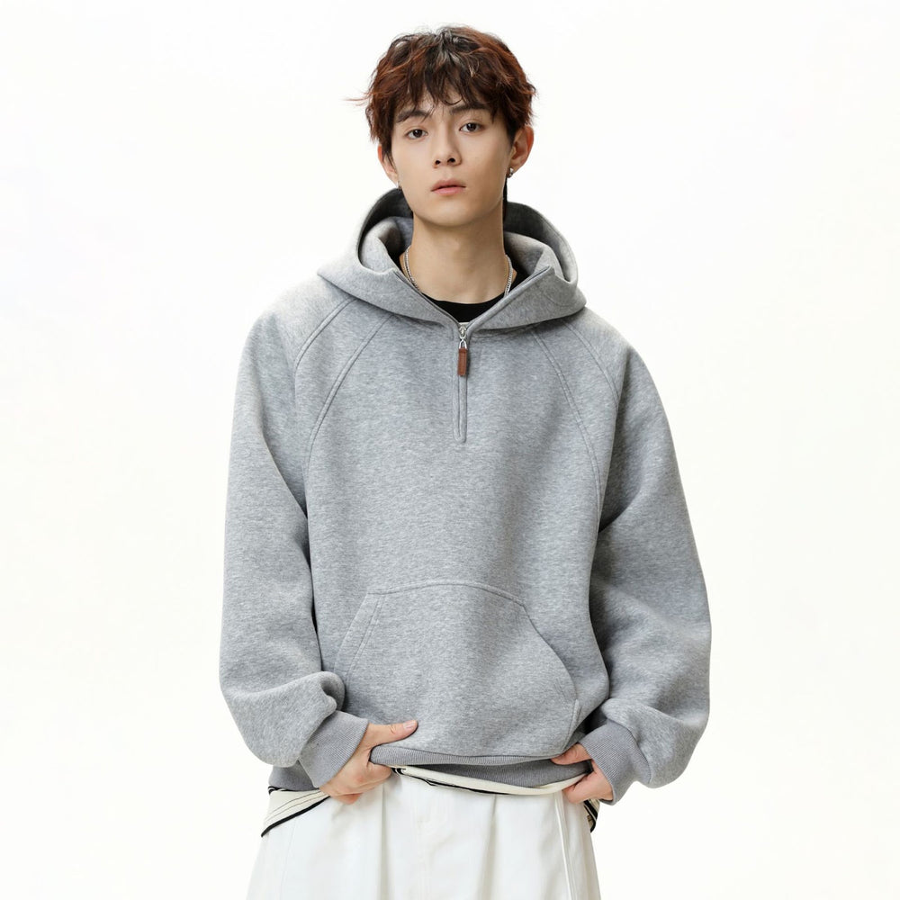 Unisex-Kapuzenpullover mit Reißverschluss und Stehkragen