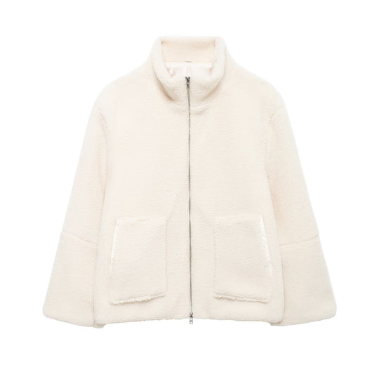 Damen-Teddyfleece-Jacke, Reißverschluss, Locker, Modell Y14-11722