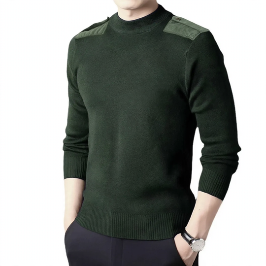 Herren-Wollpullover, V-Ausschnitt, Militär-Stil
