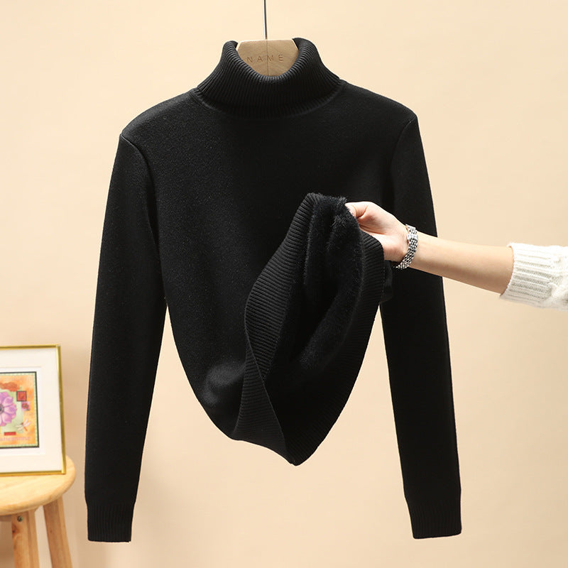 Damen-Pullover mit Stehkragen und Fleecefutter