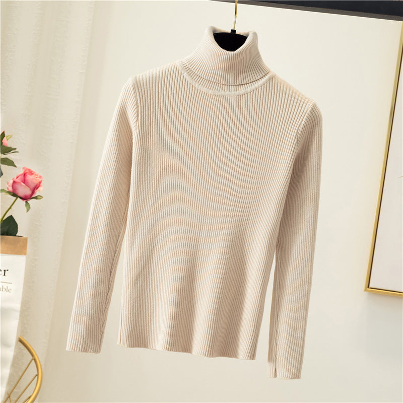 Damen-Rollkragenpullover, schmal geschnitten, einfarbig