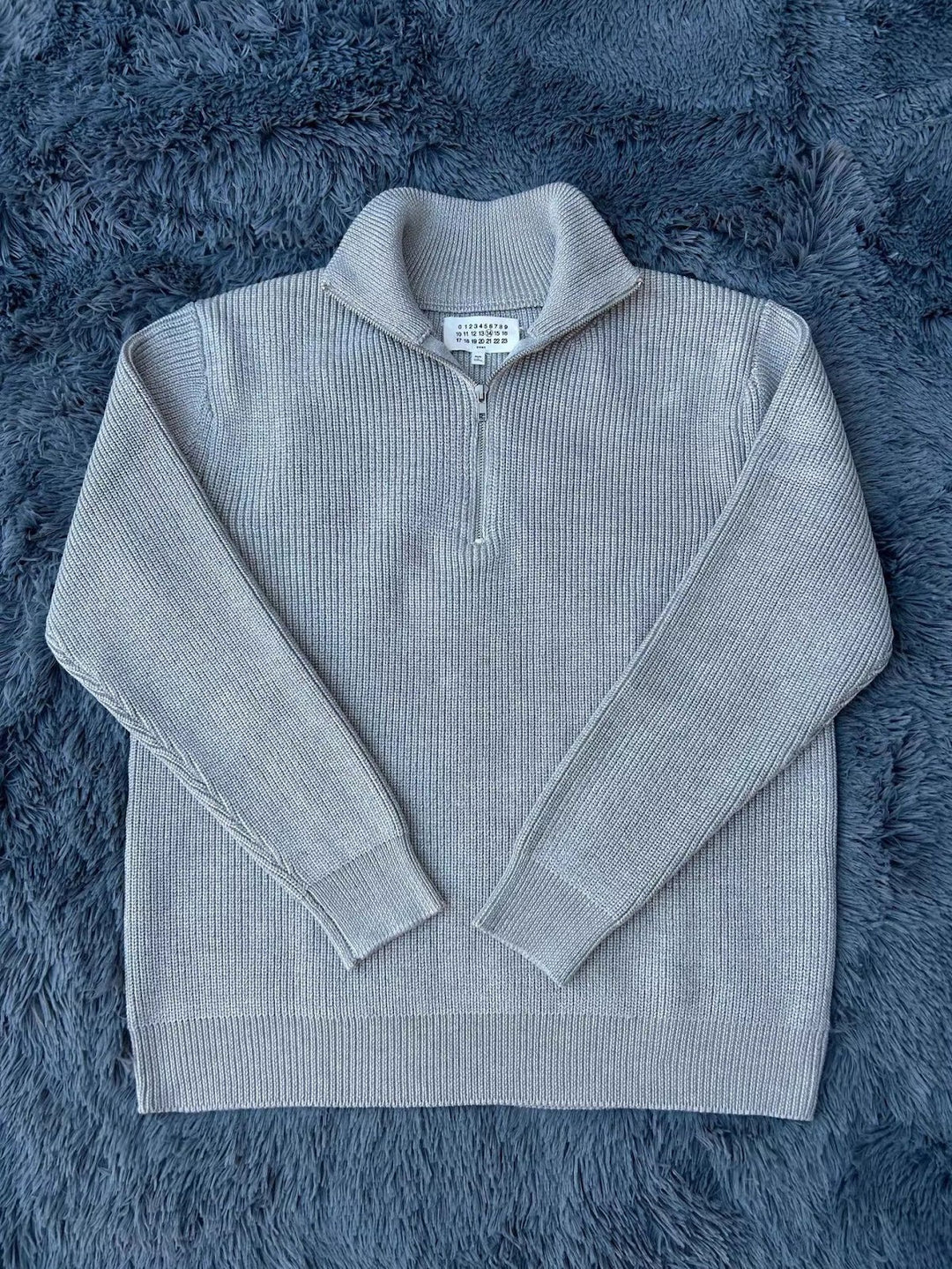 Unisex Strickpullover, Halbreißverschluss, Wollmischung