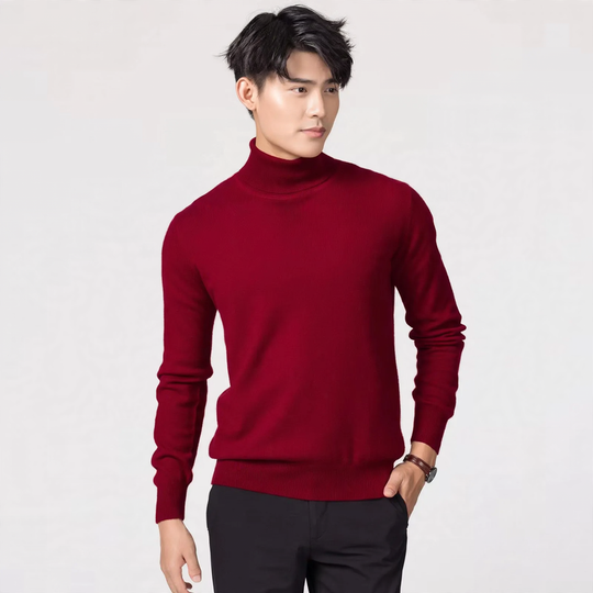 Herren-Wollpullover, Rollkragen, pflegeleicht
