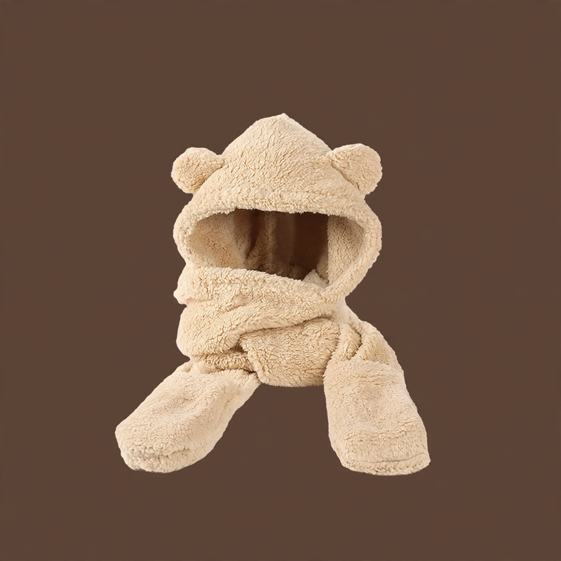 Flauschiges Bären-Set: Mütze, Schal und Handschuhe