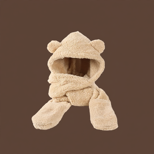 Flauschiges Bären-Set: Mütze, Schal und Handschuhe