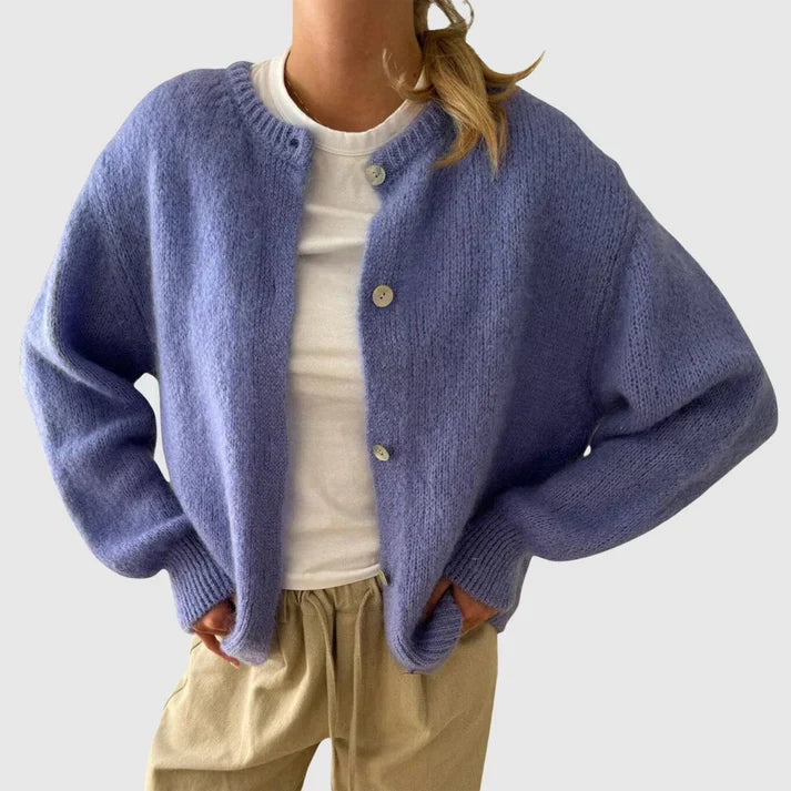 Damen Cardigan mit Rundhalsausschnitt und Knopfverschluss