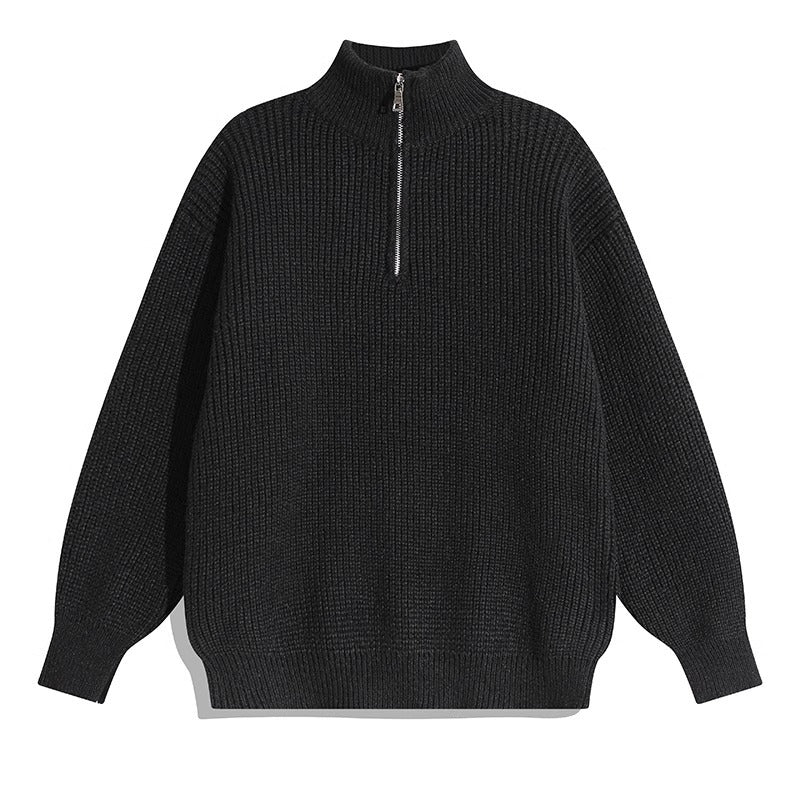 Lockerer Herren-Strickpullover mit Reißverschluss