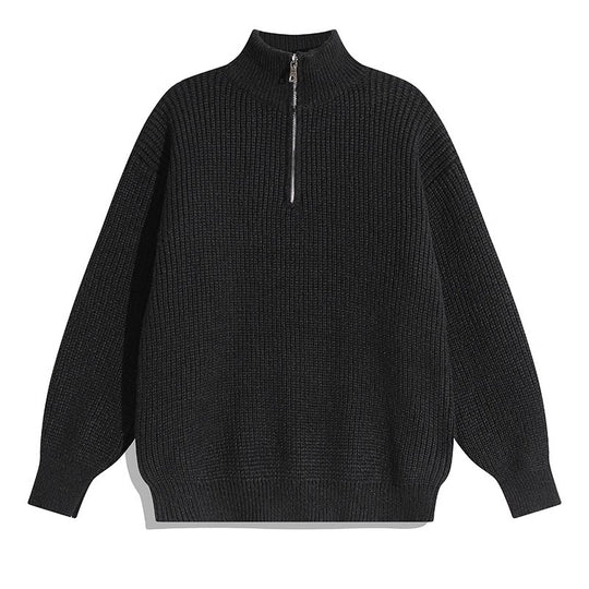 Lockerer Herren-Strickpullover mit Reißverschluss