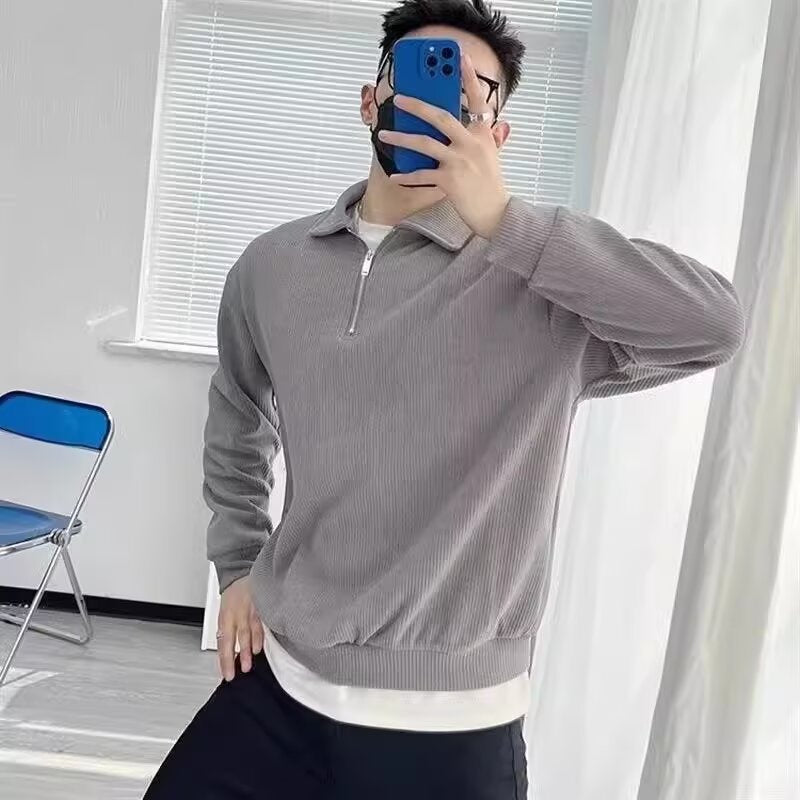 Herren-Strickpullover mit Stehkragen und Reißverschluss