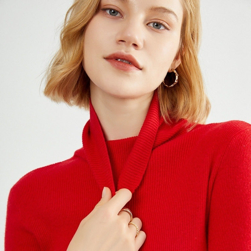 Damen-Strickpullover, figurbetont, mit Stehkragen