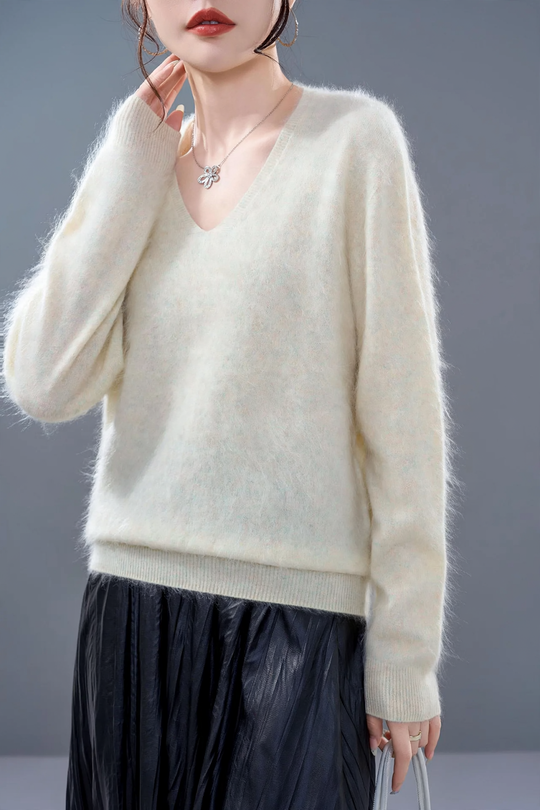 Damen-Kaschmirpullover, aufgeraut