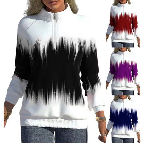 Damen-Sweatshirt mit Farbverlauf und Reißverschluss