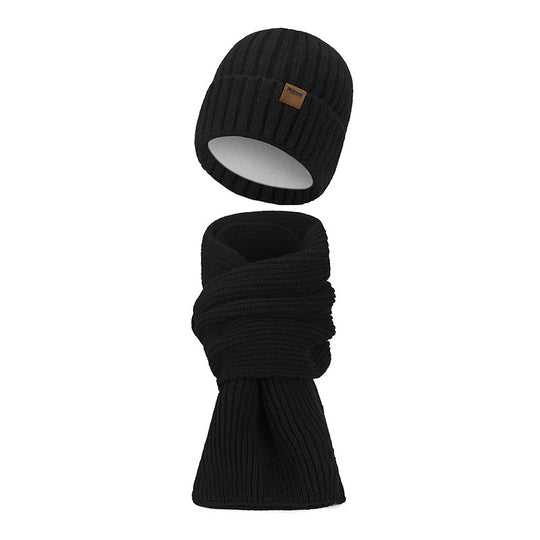 Unisex Strickmützen- und Schal-Set, gefüttert