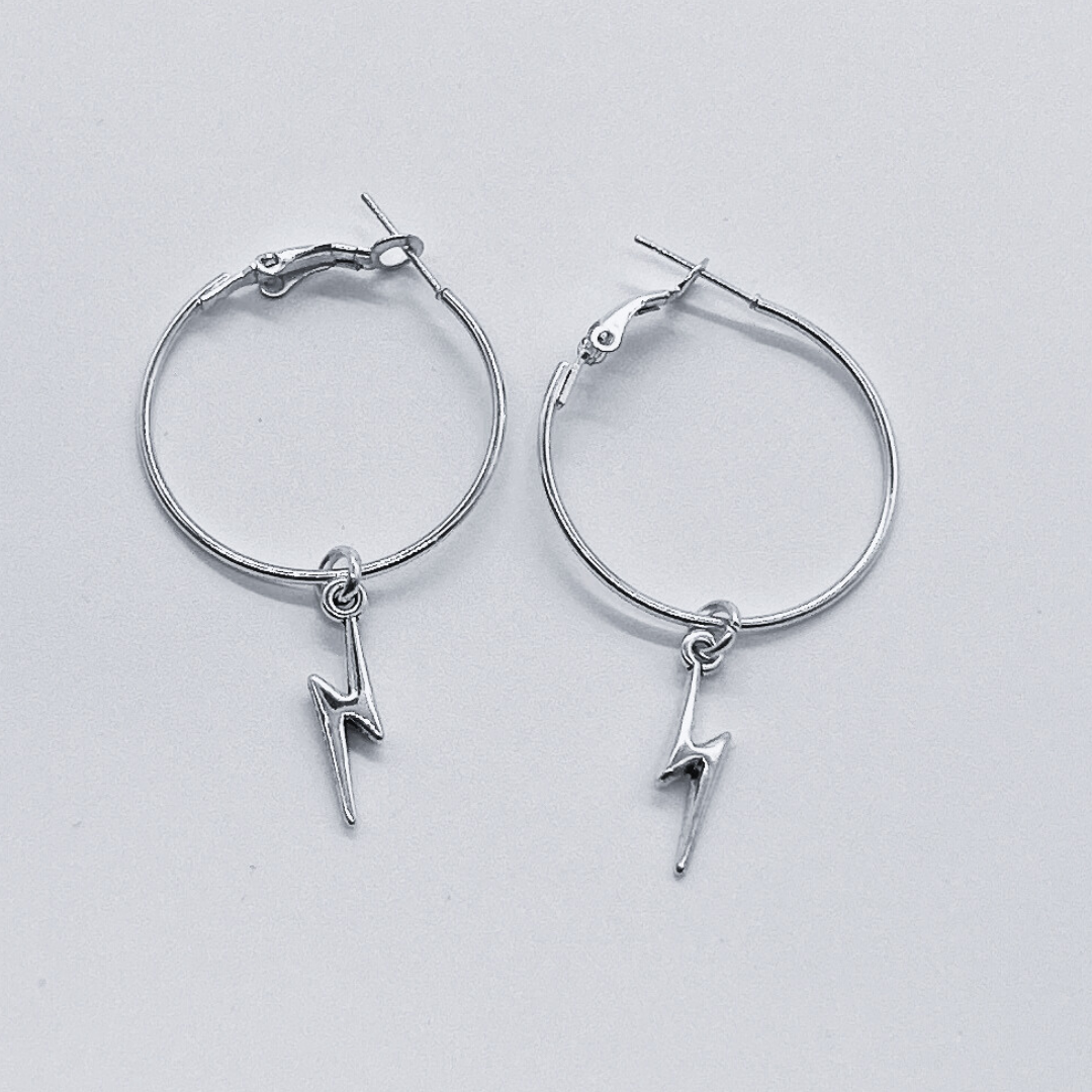 Silver Hoop Earrings With Charm | Shop Nory