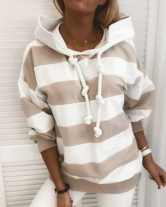 Hoodie - Damen Herbst Gestreifter Hoodie