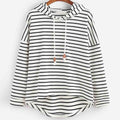 Hoodie Streifenmuster Lockere Passform Weiches Strickmaterial mit Kordelzugkapuze