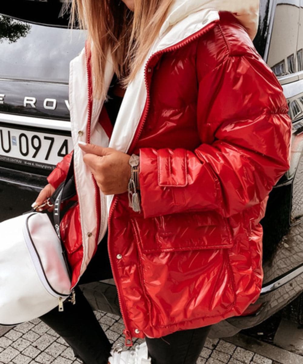 Steppjacke - Wasserdicht und Winddicht - Gepolstert mit Kapuze - Reißverschluss und Knöpfe