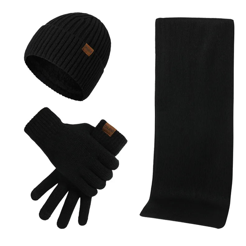 Lässiges Winterset mit Mütze, Schal und Handschuhen für Männer