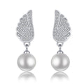 Damen Ohrringe mit elegantem Flügel-Design und Perlenanhänger Shop Nory