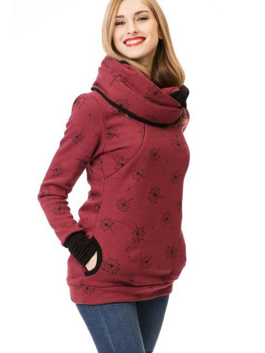 ShopNory Schwangerschafts-Chaps, Krankenschwester-Sweatshirts, Blumendruck, Taschen, Reißverschluss, Stillkleidung