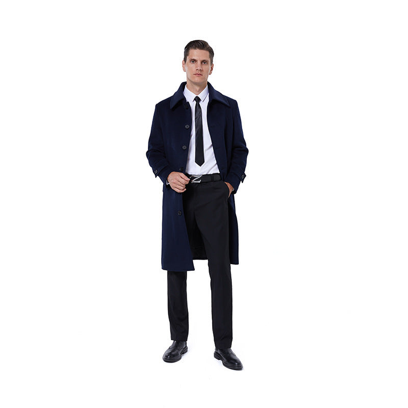 Herren Langmantel aus Wollmix mit schlichter Knopfleiste und verstellbaren Manschetten Shop Nory