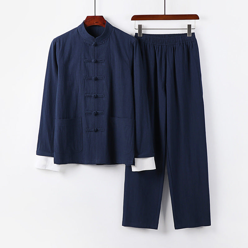 Herren Leichtes Tai-Chi-Set mit Stehkragen und Knotenverschlüssen Shop Nory