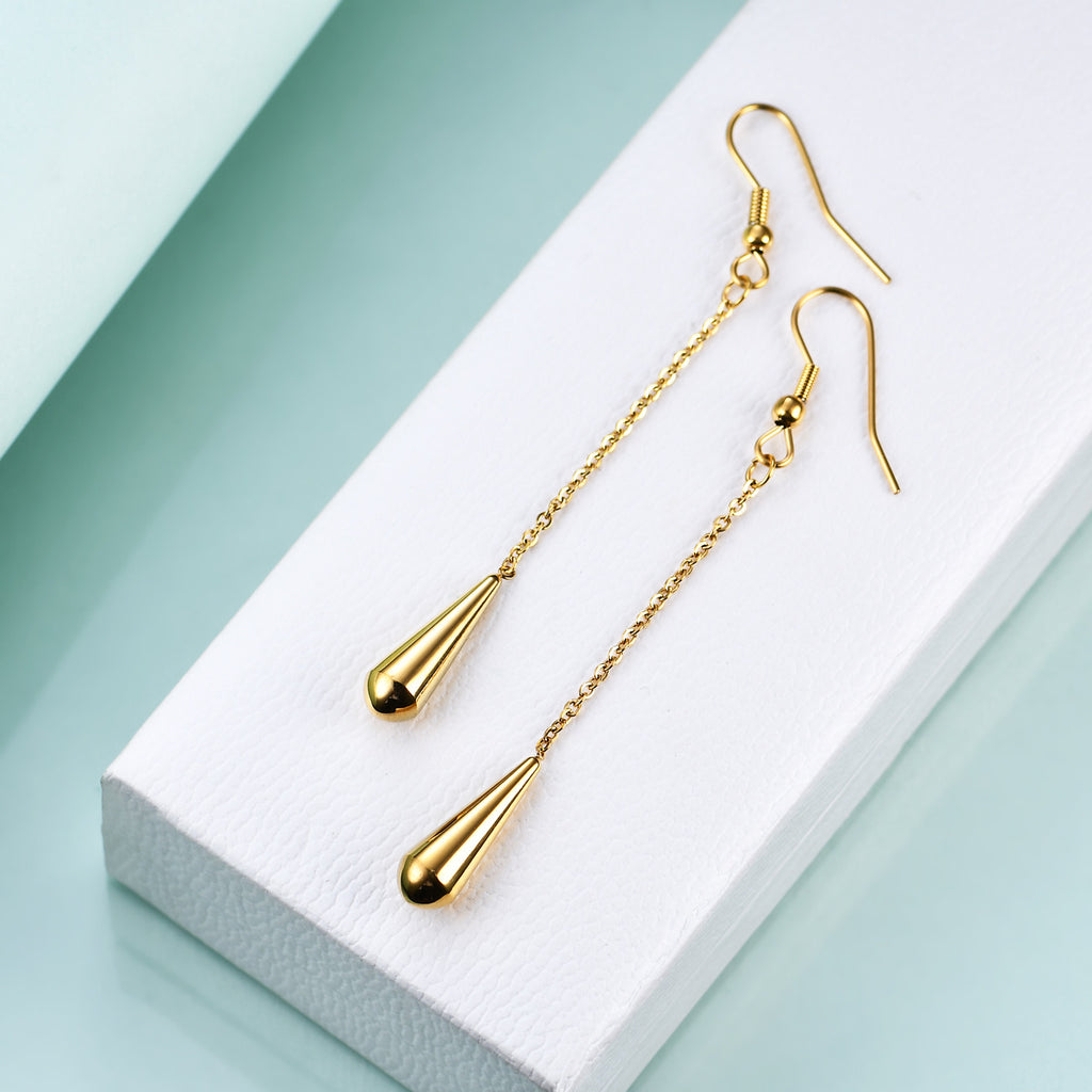 Damen Ohrhänger mit eleganter Tropfenform und feiner Kettenstruktur Shop Nory