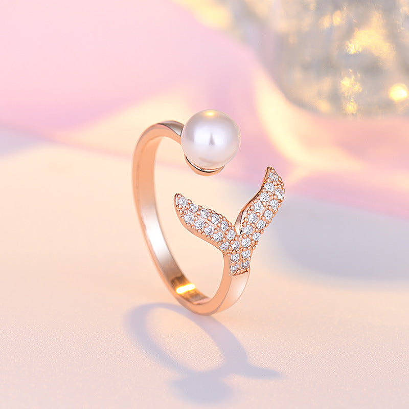 Damenring mit elegantem Perl-Design und funkelnden Zirkonia Shop Nory