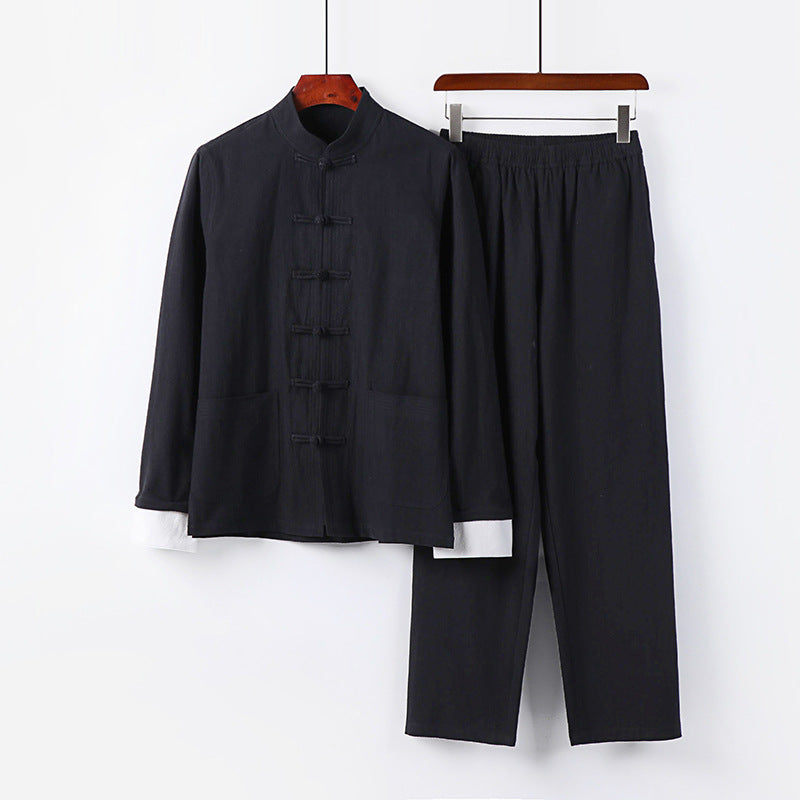 Herren Leichtes Tai-Chi-Set mit Stehkragen und Knotenverschlüssen Shop Nory