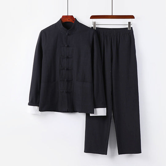 Herren Leichtes Tai-Chi-Set mit Stehkragen und Knotenverschlüssen Shop Nory