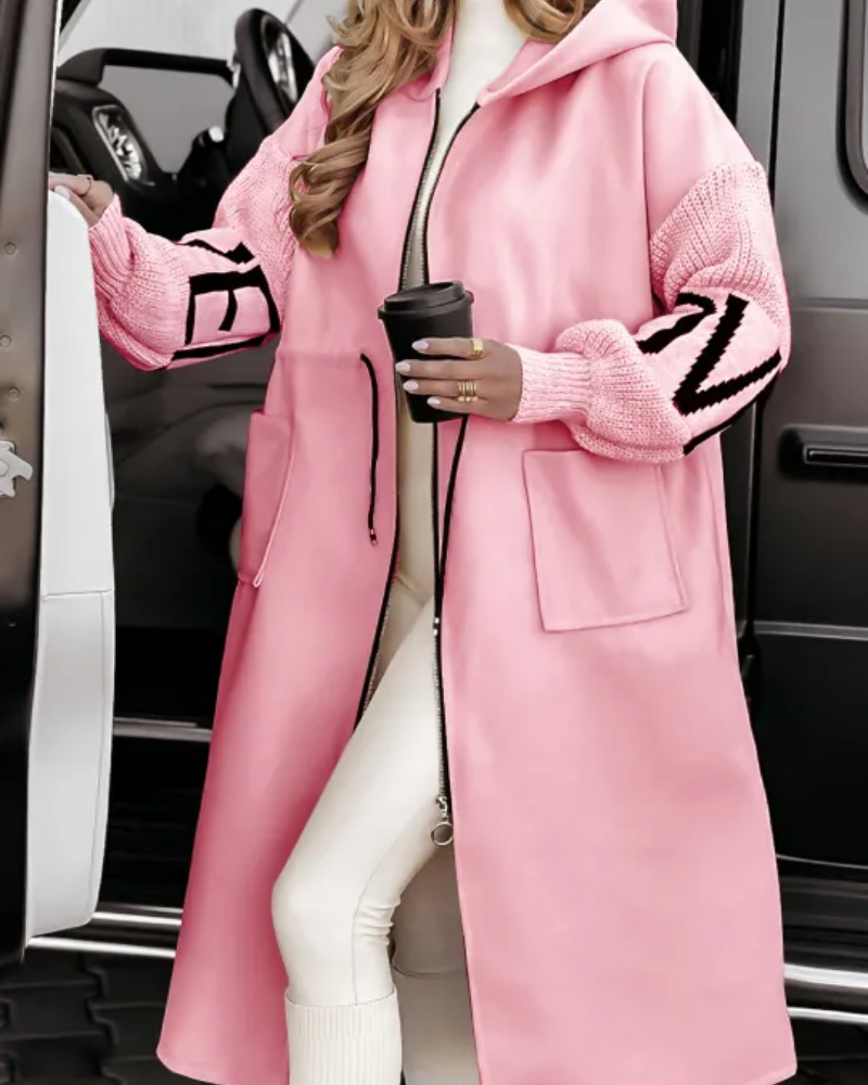 Lässige Kapuzenjacke mit Strickärmeln