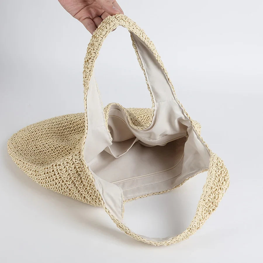 Strohtasche Geflochtene Tasche Leicht & Strapazierfähig Lässige Sommertasche