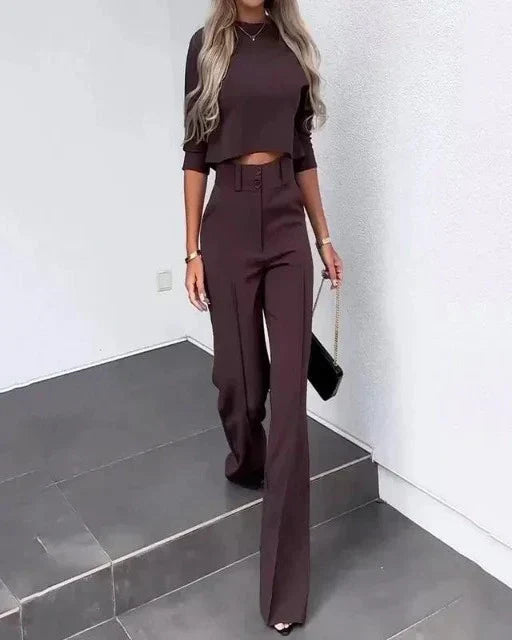 Elegante Damen Set Mit Crop Top Und Hose
