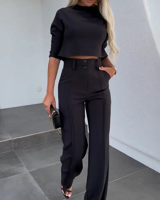 Elegante Damen Set Mit Crop Top Und Hose
