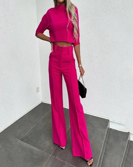Elegante Damen Set Mit Crop Top Und Hose