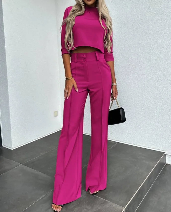 Elegante Damen Set Mit Crop Top Und Hose