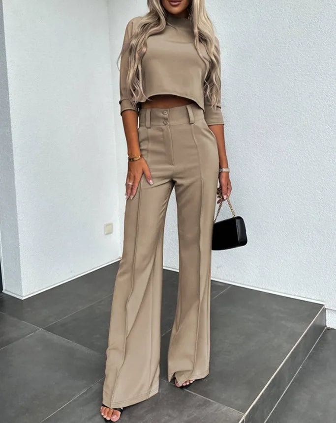 Elegante Damen Set Mit Crop Top Und Hose