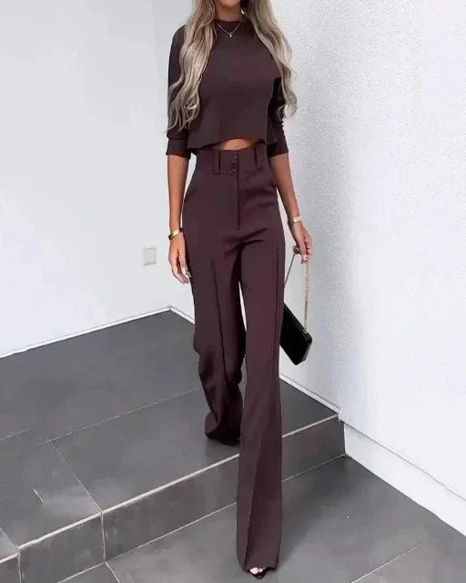 Elegante Damen Set Mit Crop Top Und Hose
