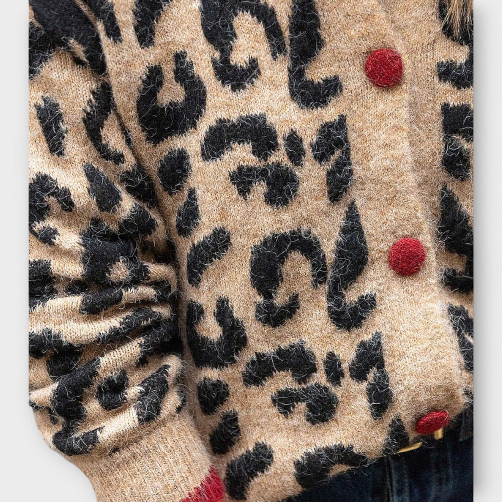 Braun Leopard Strickjacke