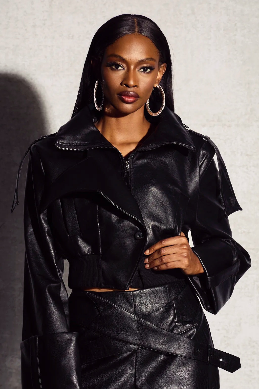 Shopnory | Cropped Lederjacken Set