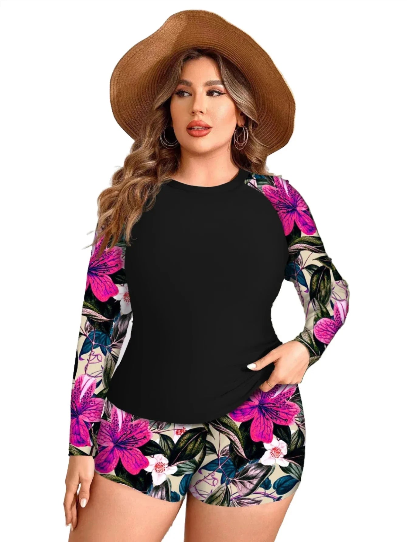 Shopnory | Blumen Uv Schutz Zweiteiliger Badeanzug