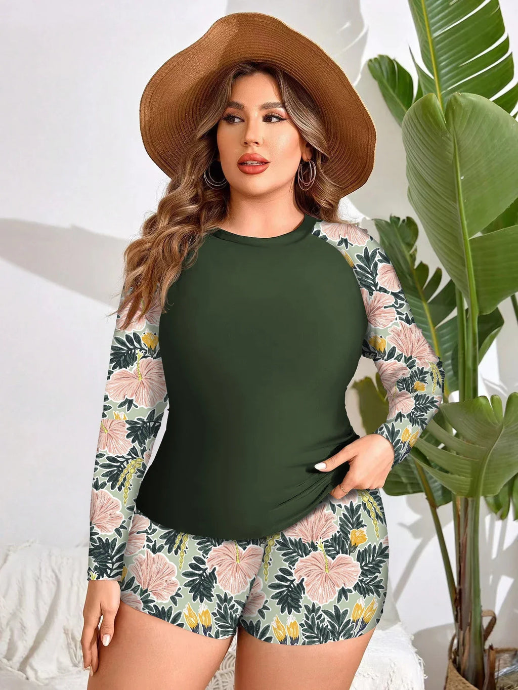 Shopnory | Blumen Uv Schutz Zweiteiliger Badeanzug