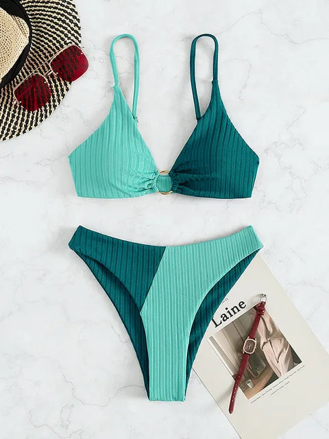 Push-Up-Bikini-Set mit Hoher Taille für Damen