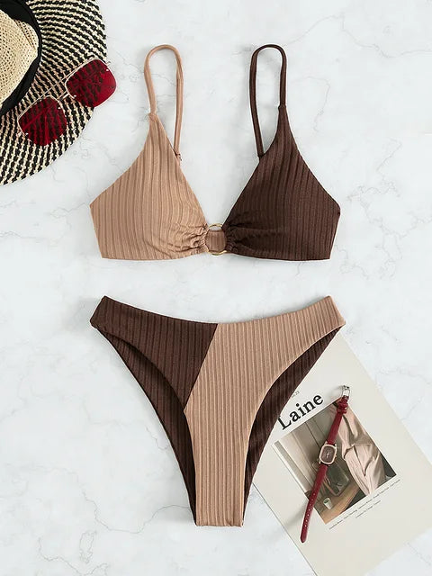 Push-Up-Bikini-Set mit Hoher Taille für Damen