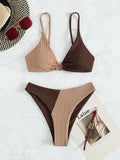 Push-Up-Bikini-Set mit Hoher Taille für Damen